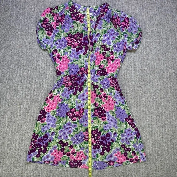 Amanda Uprichard Silk Floral Puff Sleeve Mini Dress S Multicolor NWOT Boho - Picture 10 of 10